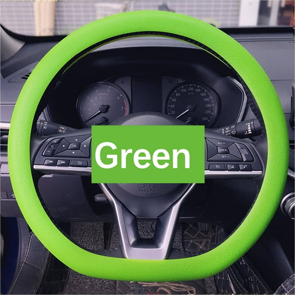 Jeborah Silicone Car Steering Wheel Cover Non-slip Wear-resistant Silicone Car Steering Wheel Protective Cover Four Seasons Universal Steering Wheel Cover Green