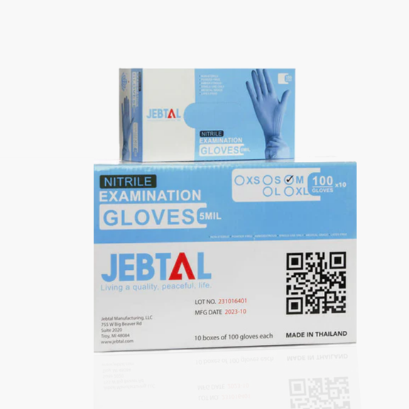 Jebtal 5 Mil Medical Grade Nitrile Gloves Bulk Blue Gloves – Ambidextrous ,Latex free, Hypoallergenic & Ergonomically Comfortable - X-Large