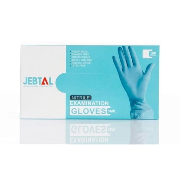 Jebtal 5 Mil Nitrile Medical Exam Gloves, Latex-Free, Disposable, Multipurpose, Comfortable Fit - L