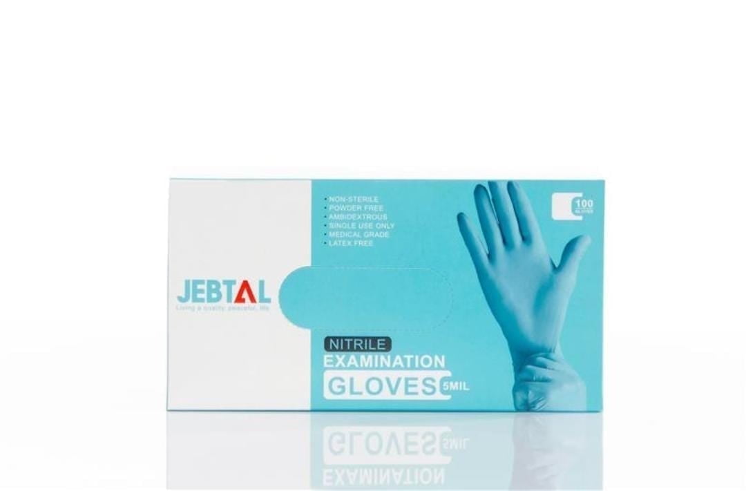 Jebtal 5 Mil Nitrile Medical Exam Gloves, Latex-Free, Disposable, Multipurpose, Comfortable Fit - L
