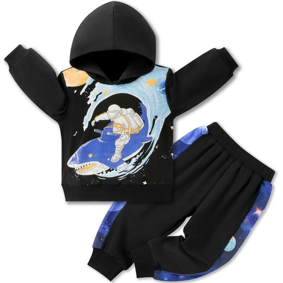 Jeccie Infant Toddler Baby Boy Clothes Long Sleeve Hoodie Starry Sky Sweatshirt Pants Outfit Sets 3-4 Years