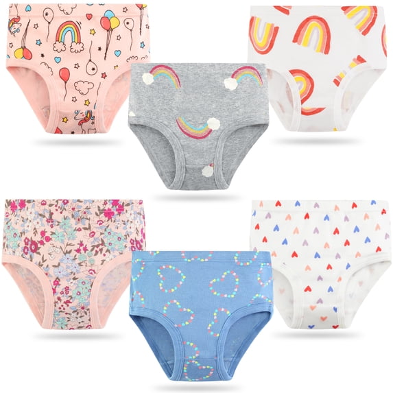 Jeccie Kids Baby Girls Lovely 100% Cotton Briefs, Soft Underwear 6-Pack,#C for 7-8 Years