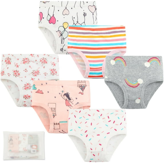 Jeccie Kids Baby Girls Lovely 100% Cotton Briefs, Soft Underwear 6-Pack,#H for 2-3 Years