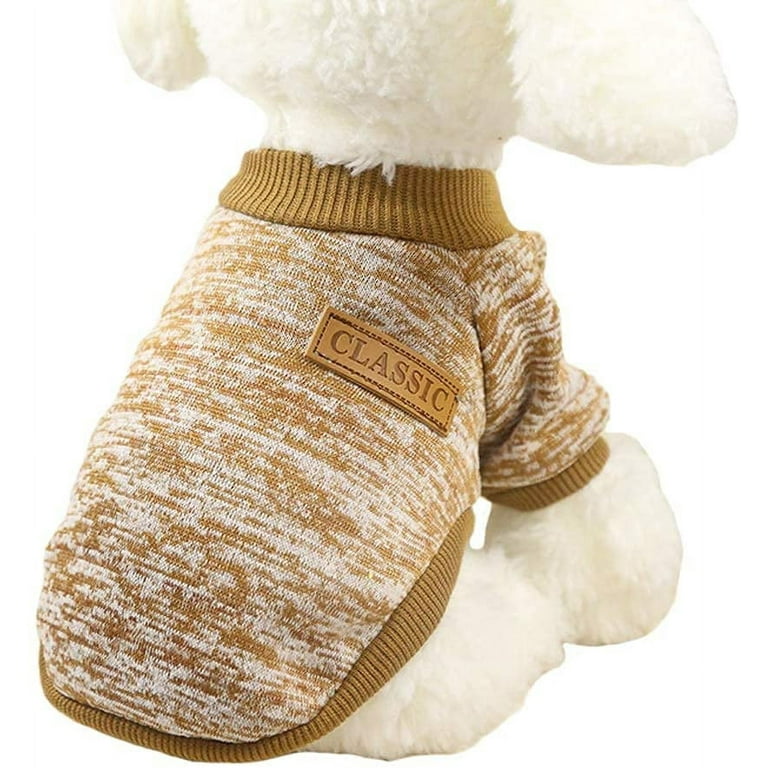 Jecikelon Pet Dog Clothes Dog Sweater Soft Thickening Warm Pup Dogs Shirt Winter Puppy Sweater for Dogs (Medium, Brown)