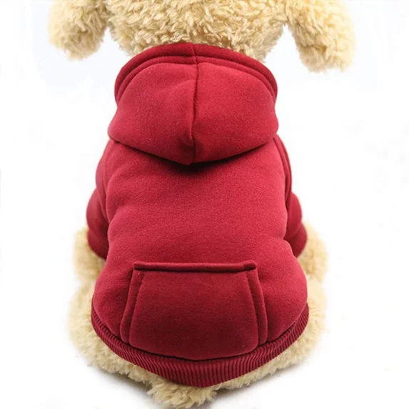 Jecikelon Winter Dog Hoodie Sweaters with Pockets Warm Dog Clothes for Small Dogs Chihuahua Coat Clothing Puppy Cat Custume, Wine, XX-Small