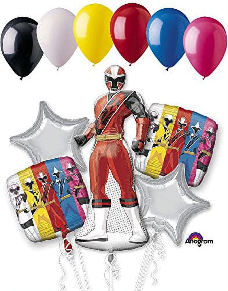 Jeckaroonie Balloons 11 pc Power Rangers Ninja Steel Balloon Bouquet Party Decoration Birthday Red
