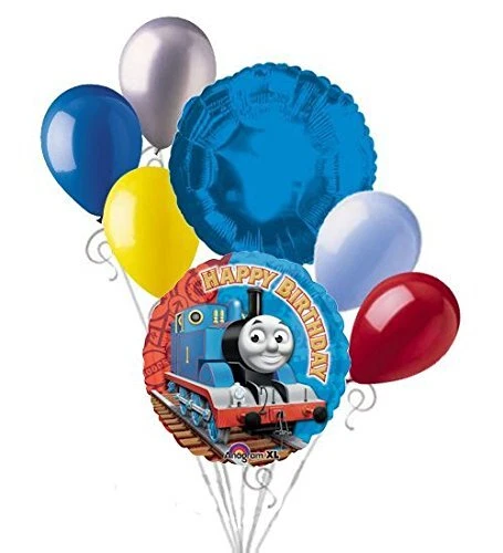Jeckaroonie Balloons 7 pc Thomas The Train Happy Birthday Balloon Bouquet Party