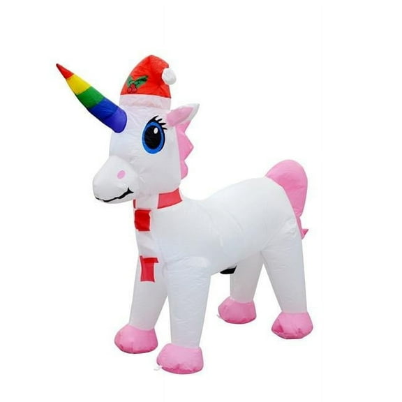 Jeco 3.5' Giant Weather Resistant Polyester Inflatable LED Christmas Unicorn