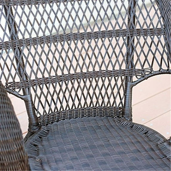 Jeco 3 Piece Wicker Conversation Set in Espresso with Brown Cushions