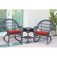 thumbnail image 1 of Jeco 3 Piece Wicker Conversation Set in Espresso with Green Cushions, 1 of 2