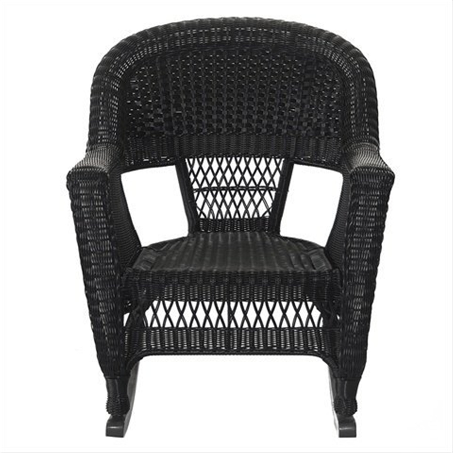 Jeco 3pc Rocker Wicker Chair Set With Red Cushion-Finish:Black - image 1 of 4