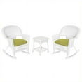 thumbnail image 1 of Jeco 3pc Rocker Wicker Chair Set in White with Green Cushion, 1 of 1
