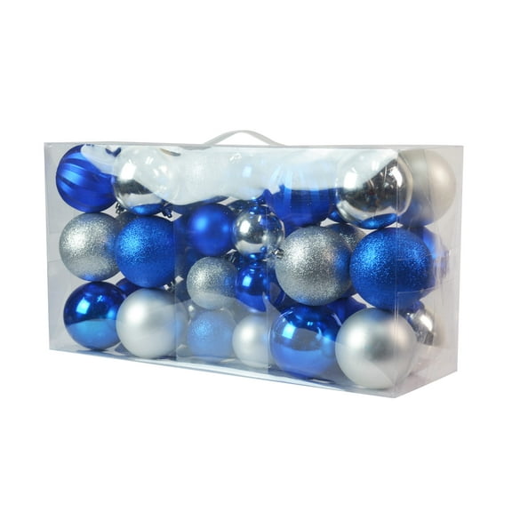 Jeco 40 Piece Christmas Tree Ornament Set in Blue and Silver