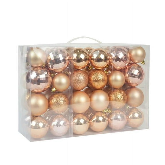 Jeco 48 Piece Shatterproof Plastic Christmas Ornament Set in Copper