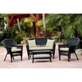 thumbnail image 1 of Jeco 4pc Black Wicker Conversation Set - Ivory Cushion, 1 of 5