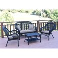 thumbnail image 1 of Jeco 4pc Santa Maria Black Wicker Conversation Set - Steel Blue Cushions, 1 of 2