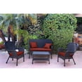 thumbnail image 1 of Jeco 4pc Windsor Black Wicker Conversation Set - Brick Red Cushions, 1 of 2