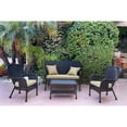 thumbnail image 1 of Jeco 4pc Windsor Black Wicker Conversation Set - Tan Cushions, 1 of 2
