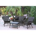 thumbnail image 1 of Jeco 4pc Windsor Espresso Wicker Conversation Set - Black Cushions, 1 of 2