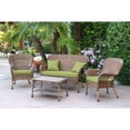 thumbnail image 1 of Jeco 4pc Windsor Honey Wicker Conversation Set - Sage Green Cushions, 1 of 2