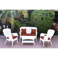 thumbnail image 1 of Jeco 4pc Windsor White Wicker Conversation Set - Brick Red Cushions, 1 of 2