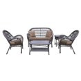 thumbnail image 1 of Jeco 5 Piece Wicker Conversation Set in Espresso with Brown Cushions, 1 of 2