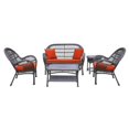 thumbnail image 1 of Jeco 5 Piece Wicker Conversation Set in Espresso with Red Cushions, 1 of 2