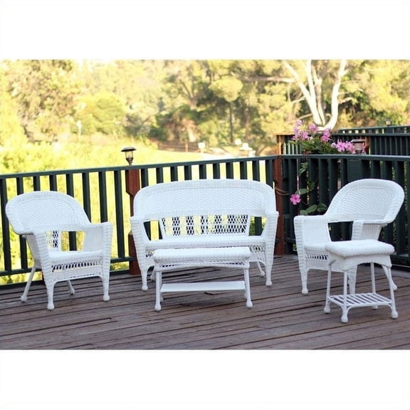 Jeco 5pc Wicker Conversation Set in White