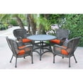 thumbnail image 1 of Jeco 5pc Windsor Espresso Wicker Dining Set with Orange Cushions, 1 of 2