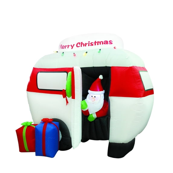Jeco 6.5 Feet Inflatable Camper with Santa in Red/Green