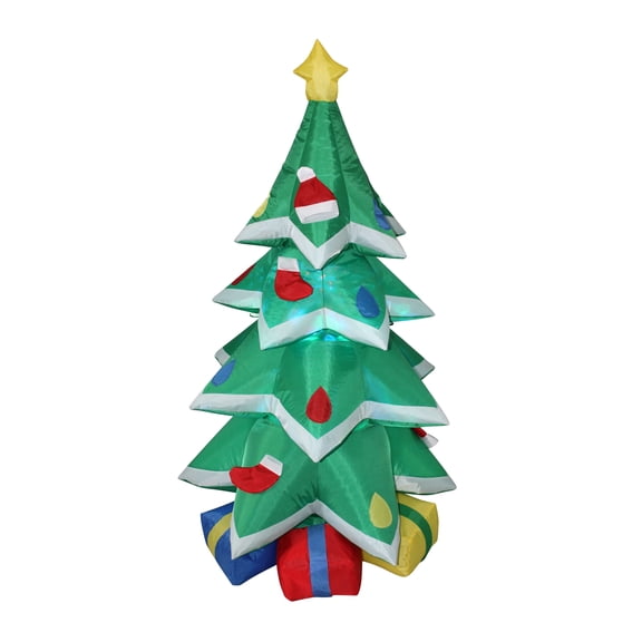 Jeco 6 Feet Christmas Tree with Snow Inflatable in Red/Green