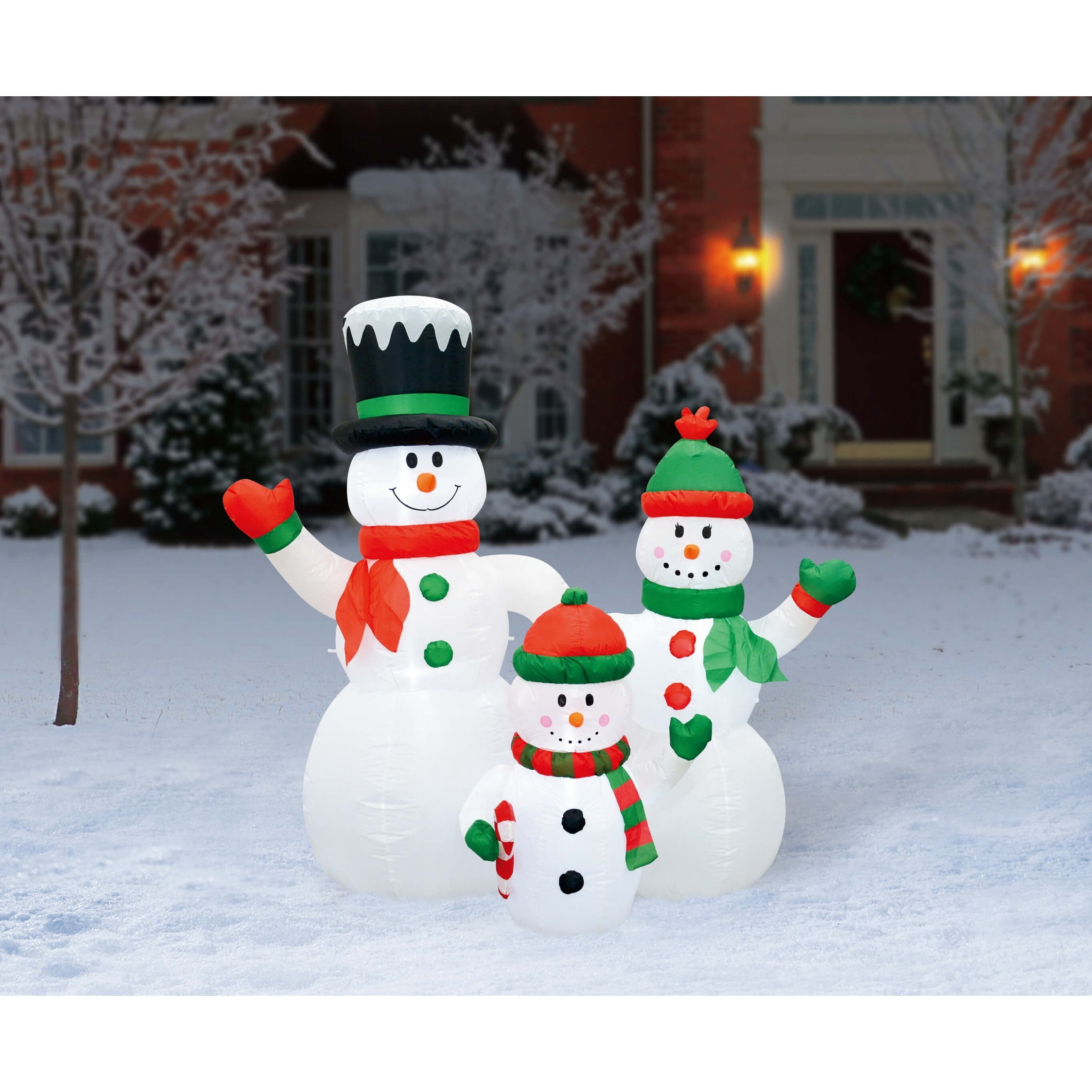 Jeco 6 Feet Inflatable Snowman Family in Multi-Color - Walmart.com