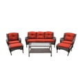 thumbnail image 1 of Jeco 6pc Wicker Seating Set in Espresso with Red Cushions, 1 of 12