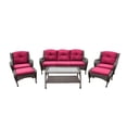 thumbnail image 1 of Jeco 6pc Wicker Seating Set with Red Cushions, 1 of 1