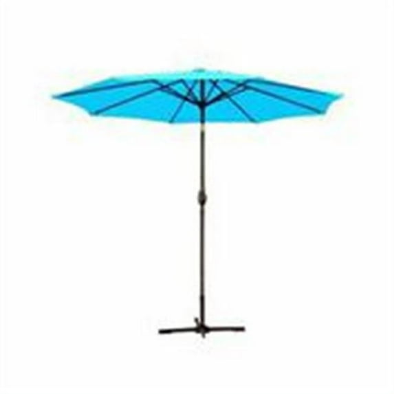 Jeco 9 Ft. Aluminum Patio Market Umbrella Tilt with Crank - Turquoise Fabric & Champagne Pole