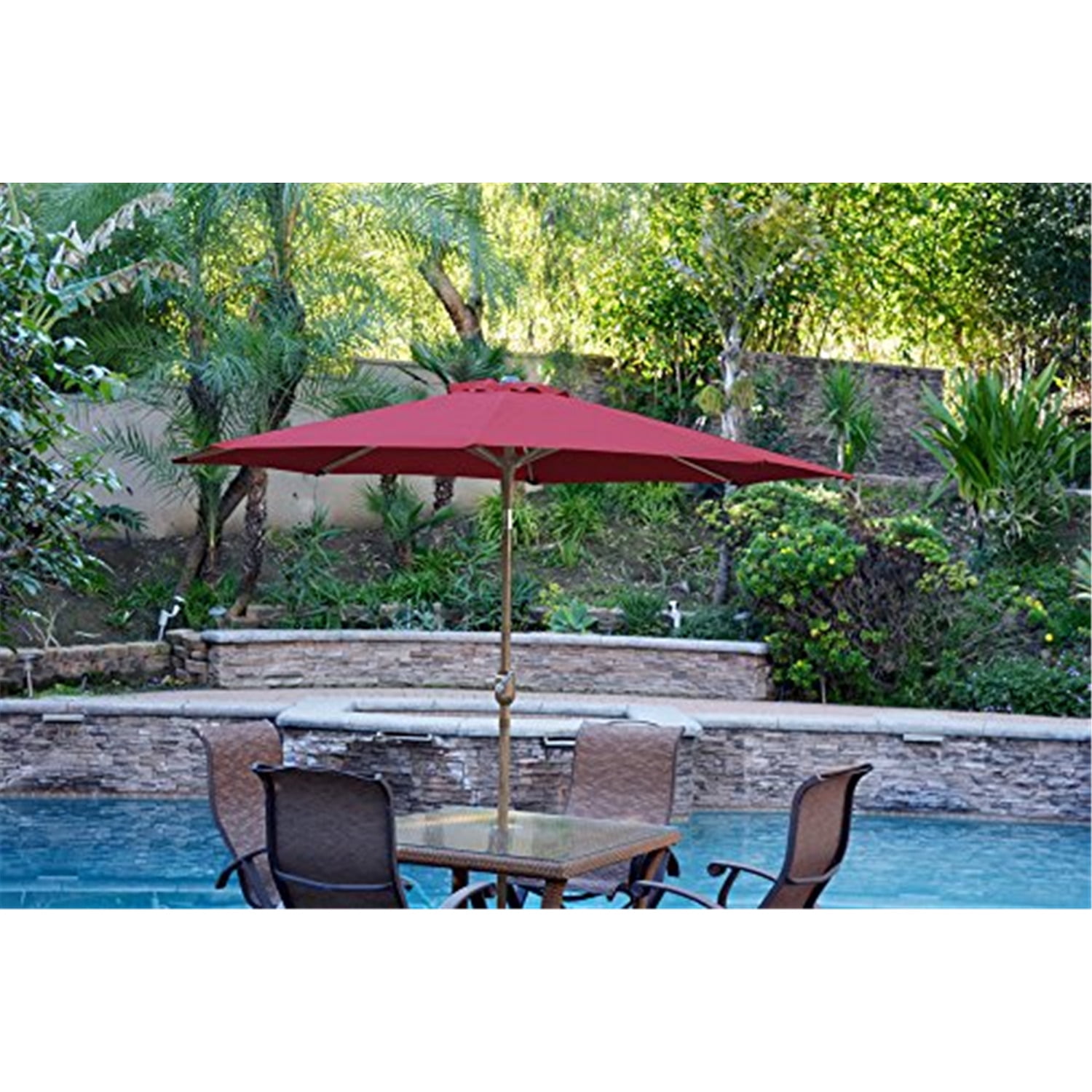 jeco 9 aluminum market patio umbrella with crank in brown Wood Market Umbrella, Brown, 9' : Patio, Lawn & Garden Some people worry that patio umbrellas are flimsy and prone to collapse in strong winds 9' Sunbrella A Patio Market