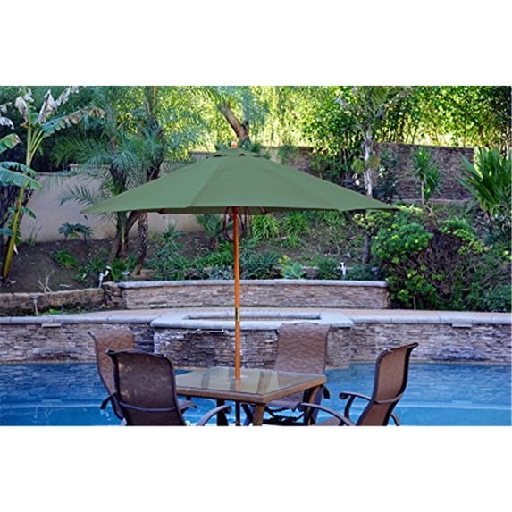 Jeco 9ft. Wood Market Umbrella-Color:Green