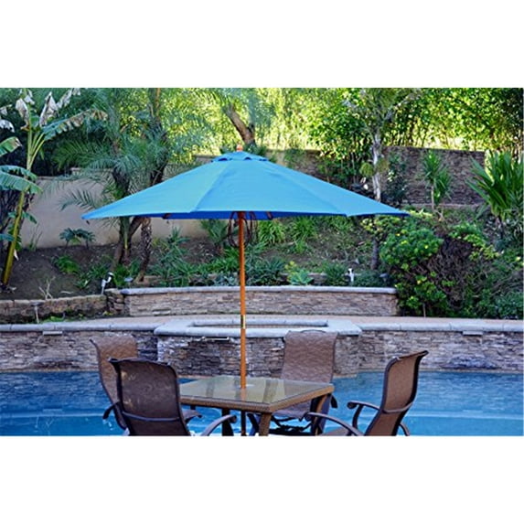 Jeco 9ft. Wood Market Umbrella-Color:Turquoise