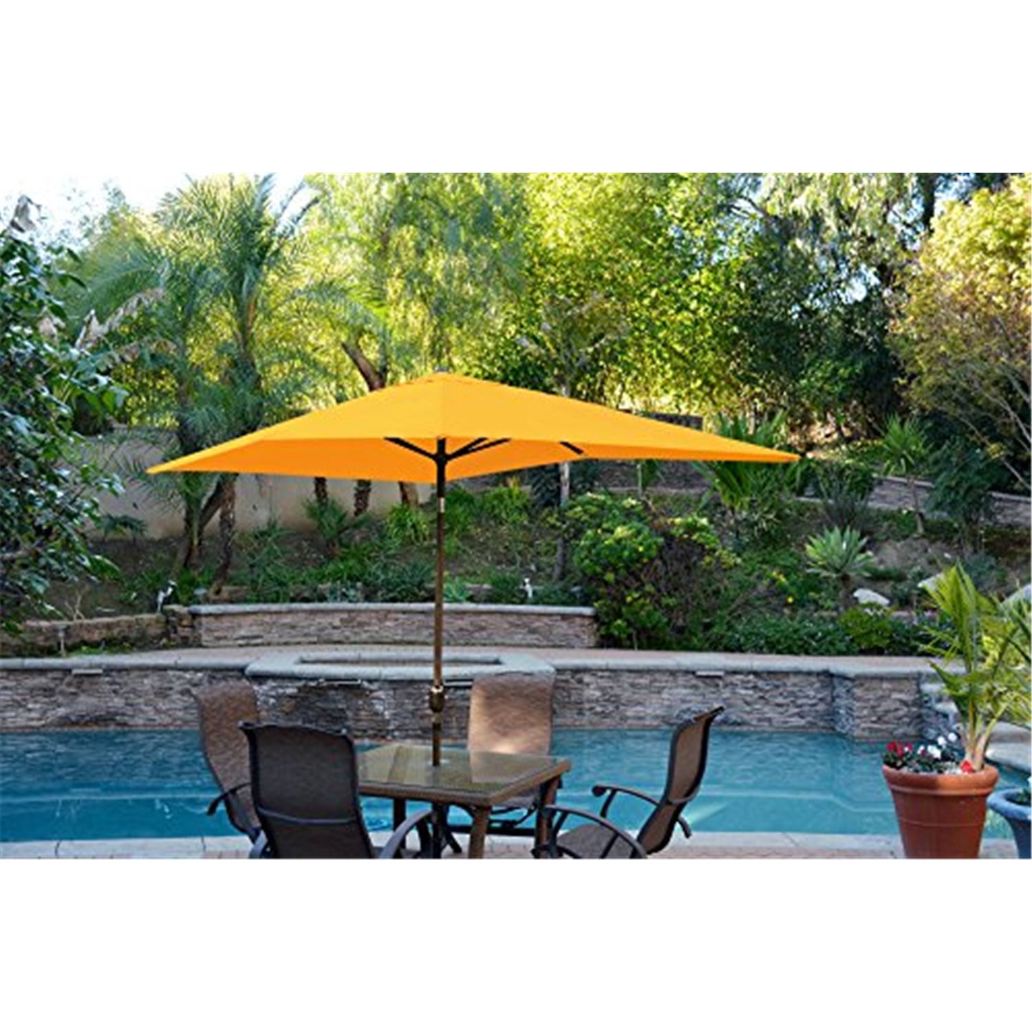 jeco inc market patio umbrella Aluminum Tilt with Crank, Fabric & Champagne Pole, Yellow, 9' : Patio, Lawn & Garden so you can place generous shade exactly where you need itwithout a center pole in the way Jardinico JCP.3 Outdoor Umbrella