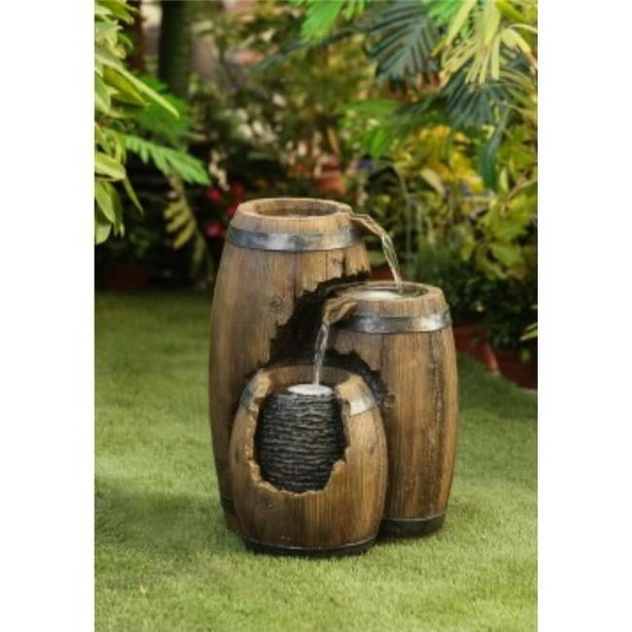 Jeco Broken Barrels Indoor Outdoor Fountain in Brown