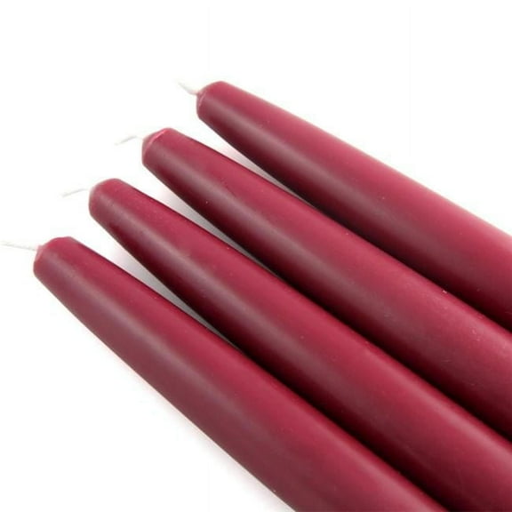 Jeco CEZ-073 12 in. Taper Candles, Burgundy - 12 Piece