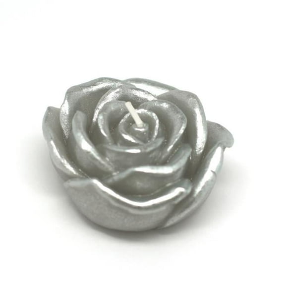 Jeco CFZ-102-12 3 in. Rose Floating Candles, Metallic Silver - 144 Piece