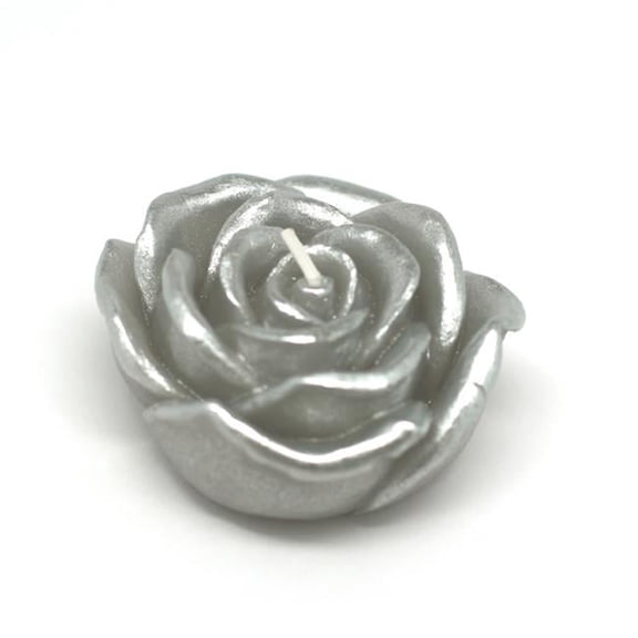 Jeco CFZ-102-12 3 in. Rose Floating Candles, Metallic Silver - 144 Piece