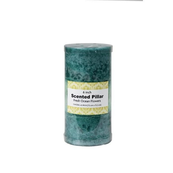 Jeco CPC-3608 3 x 6 in. Tritone Scented Pillar Candle, Blue & Teal
