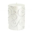 thumbnail image 1 of Jeco CPZ-067-12 3 x 4 in. Scroll Pillar Candle, White - 12 Piece, 1 of 1