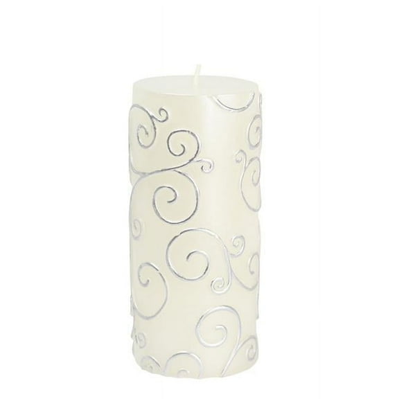 Jeco CPZ-069 3 x 6 in. Scroll Pillar Candle, White