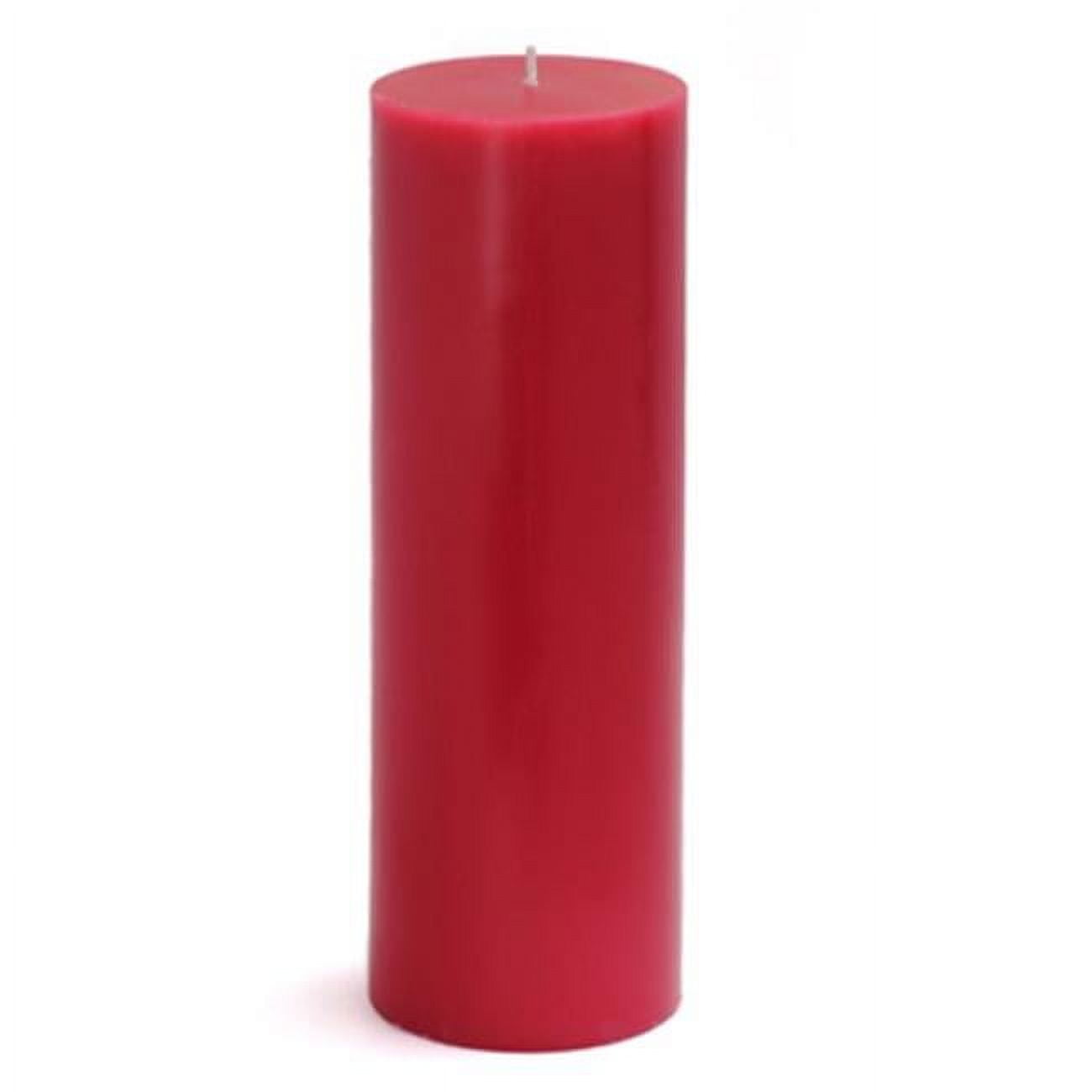 Elegant 9-Inch Traditional Red Pillar Candle, Dripless and Smokeless