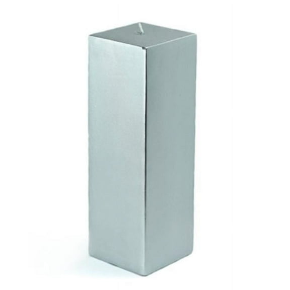 Jeco CPZ-162 3 x 9 in. Square Pillar Candle, Metallic Silver