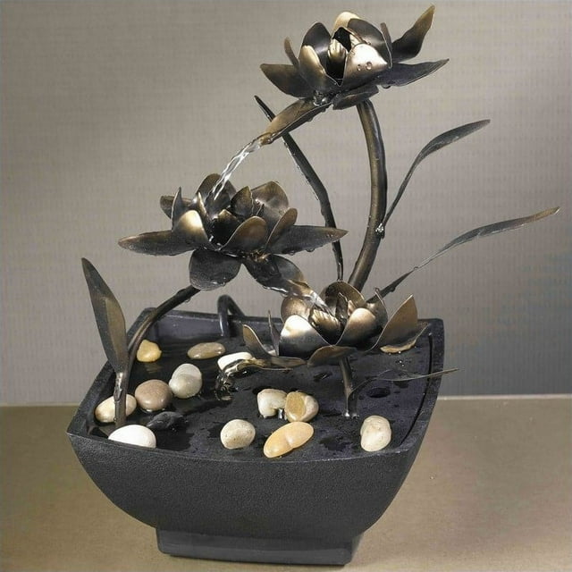 Jeco Cadono Metal Flower Tabletop Fountain