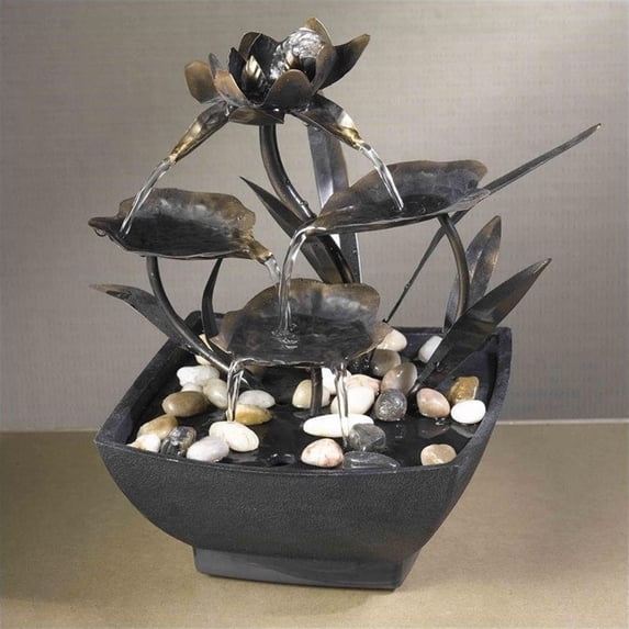 Jeco Cadono Metal Leaves Tabletop Fountain
